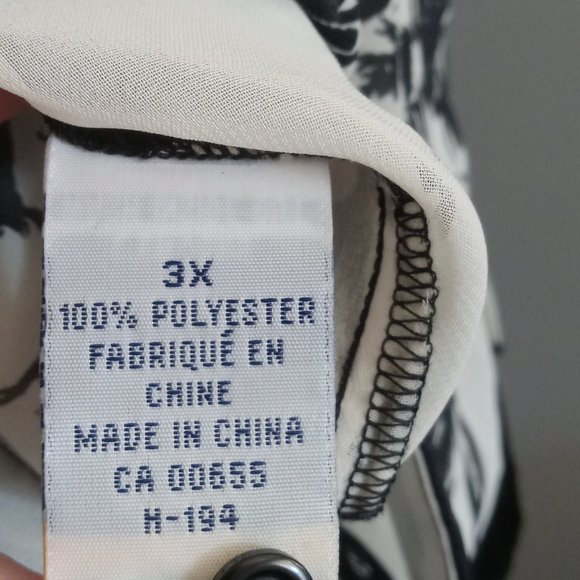 Penningtons sheer pullover sheer tunic blouse cream black floral boho swim sz3X - Picture 3 of 3